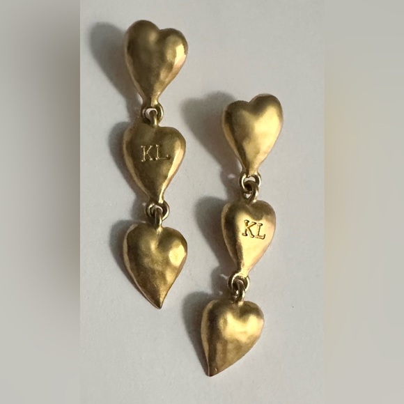 RARE SIGNED Vintage Karl Lagerfeld/Chanel Designer 2.25” HEARTS Pierced Earrings